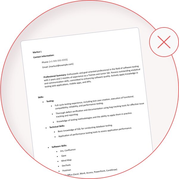Basic Word resume before AI improvements