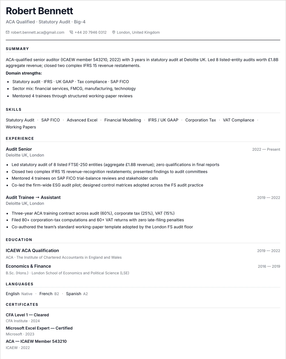 Resume example — accountant